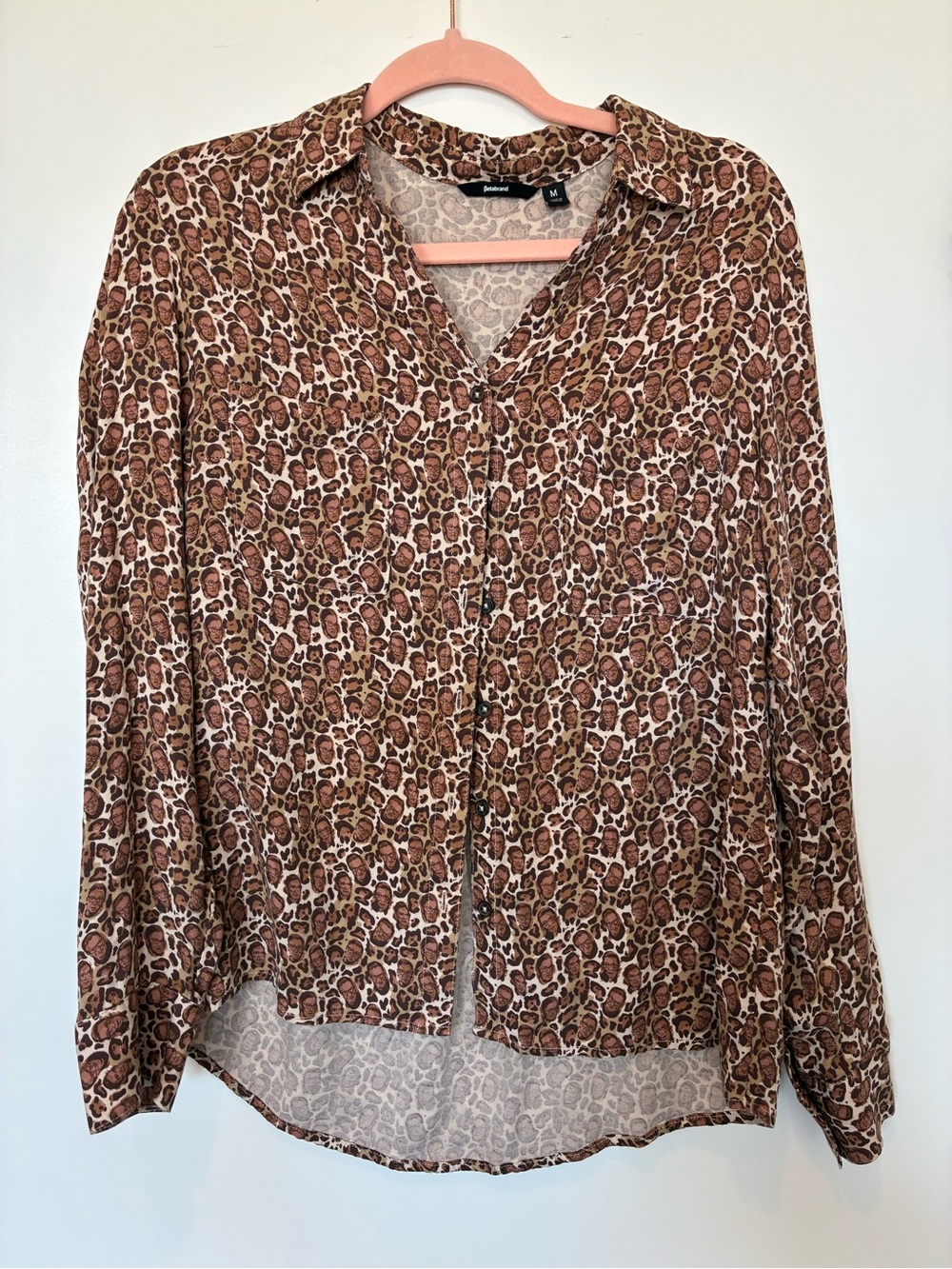 Betabrand RBG Cheetah Print Button-Down Blouse